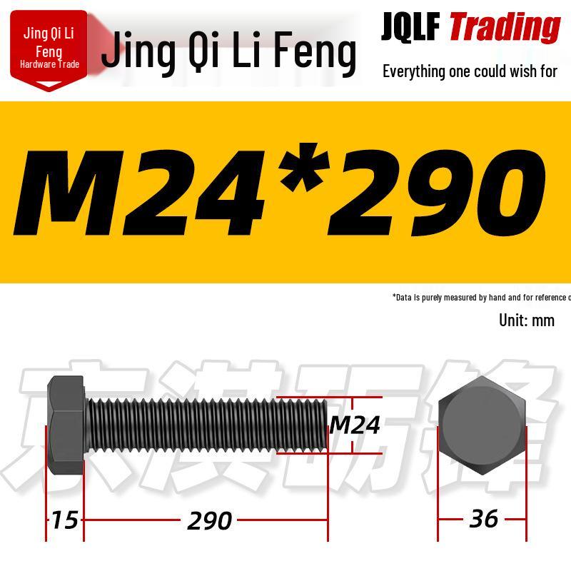 12.9 Grade High-Strength Blackened Hex Bolt M22-M48