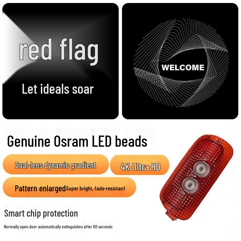 Динамическая подсветка приветствия для автомобилей Hongqi H5/H6/H7 2023-2025 гг., проекция на дверь автомобиля, внутренняя отделка