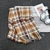 Ретро новый клетчатый шарф женский осенне-зимний универсальный теплый утолщенный шаль-шарф из имитации кашемира двойного назначения