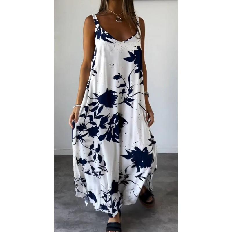 Женское летнее платье с принтом «халтер халтер» с V-образным вырезом
