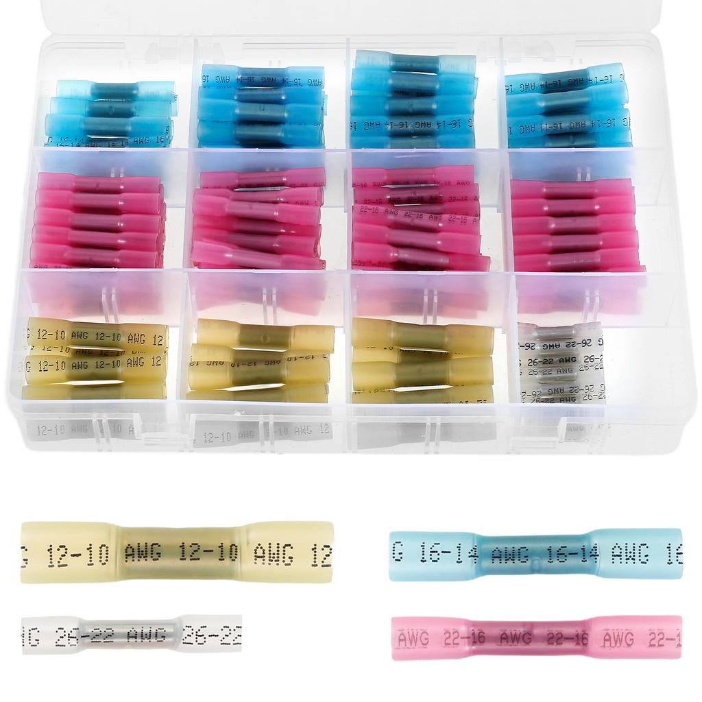 500/210pcs Heat Shrink Wire Connector Butt Terminals Kit Crimp Connectors Waterproof Insulated Electrical Terminals Marine Autom