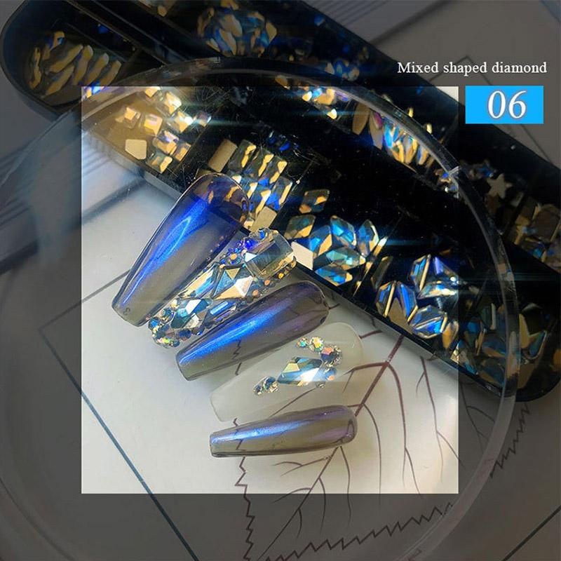 12 сетчатых коробочек для дизайна ногтей, аксессуары со стразами, бриллианты с плоским дном, витражи с бриллиантами, набор для салона дизайна ногтей