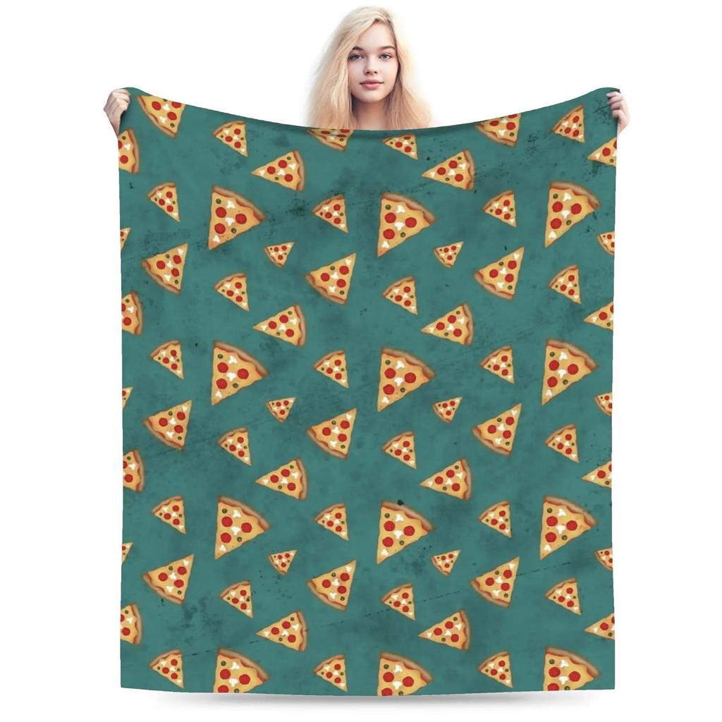 Cool Fun Pepperoni Pizza and Slices Graphic Throw Blanket Soft Warm Quality for Kids Boys Girls Bedspread for Spring Outdoor Us