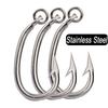 5Pcs Stainless Steel Circle Fishing Hooks Barbed Big Game Hook Tuna Fishhooks  Boat Sea Fishing