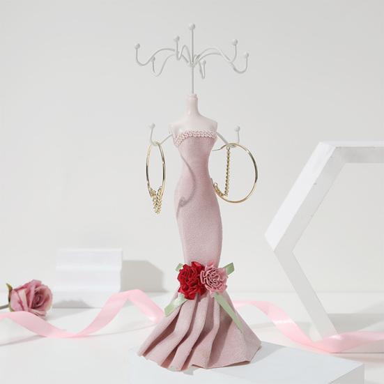 Mini Manikin Jewelry Stand Lady Mannequin Jewelry Organizer with 8 Hooks 2 Tier Necklace Bracelet Earring Ring Holder Display Stand