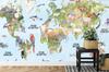 Photomural Watercolor World Map Self-Adhesive Mural 152.5x104