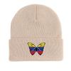 Вязаная шапка-бини с принтом бабочки флага Венесуэлы, Патриотические шапки-бини с черепом, Конфетного цвета, Зимняя однотонная шапка с помпоном, Вязаная шапка-бини