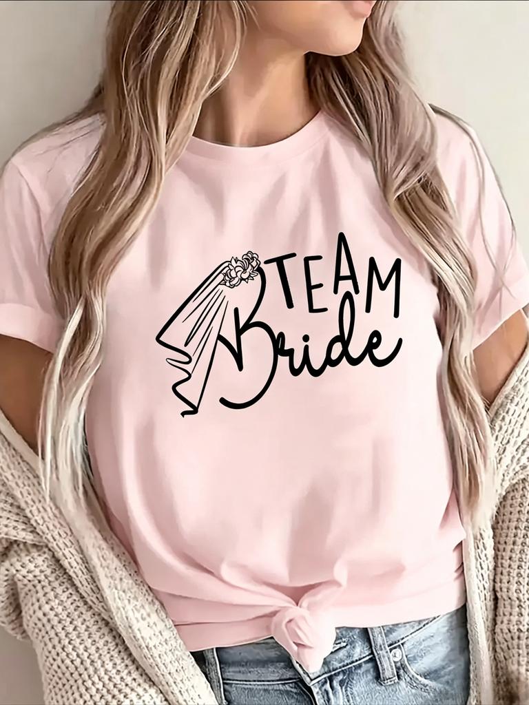 Lightweight And Breathable T Shirt With Short Sleeves Featuring A Team Bride Print Perfect Casual Wedding Parties And Bridal