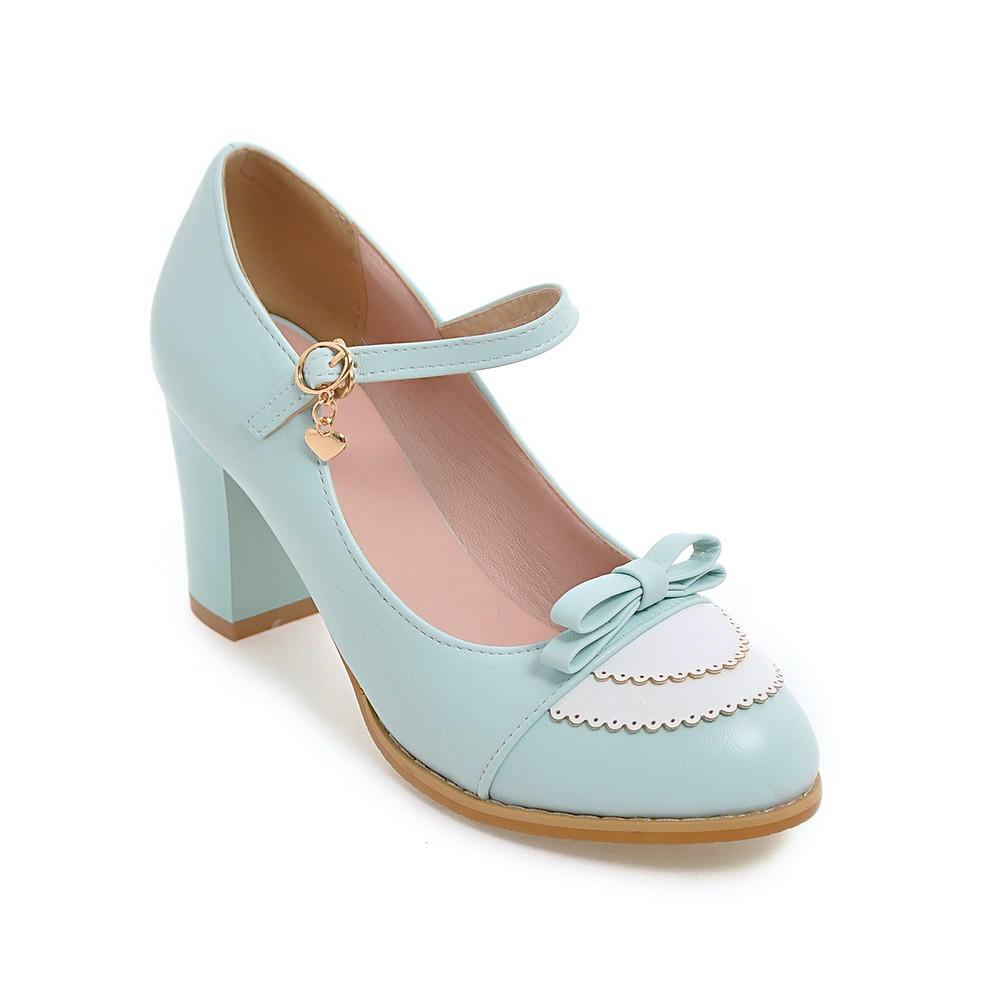 Модные туфли Мэри Джейн Женские туфли-лодочки на высоком каблуке Туфли с бантом Толстый высокий каблук Повседневные женские туфли Розовые chaussures Femme Обувь Лолита 32-43