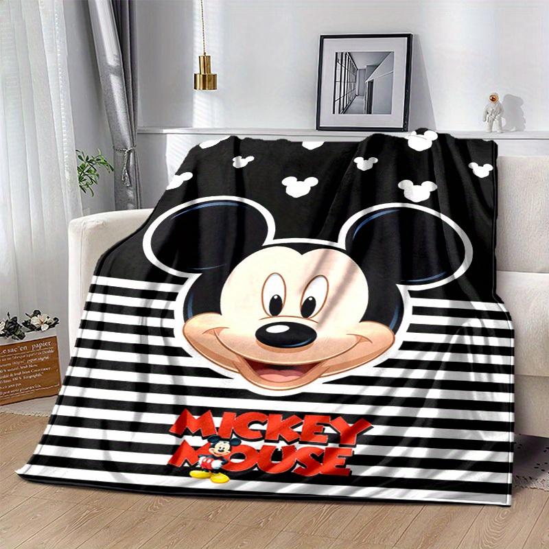 1pc. Mickey Mouse Cartoon Blanket, Soft Throw for Home Decor, Gift Idea, Suitable for All Seasons, Black & White Stripes Design, Perfect for