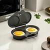 Non Stick Egg Maker Dual Cavity Microwave Poacher with Lid And Handle, Food Grade Plastic Cooker Steamer, Oil-free Cooking Non-deformable Reusable
