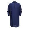 Men's Cotton Linen Kaftan Long Sleeve O-Neck Robe Solid Color Button-up Collar Thobe Breathable
