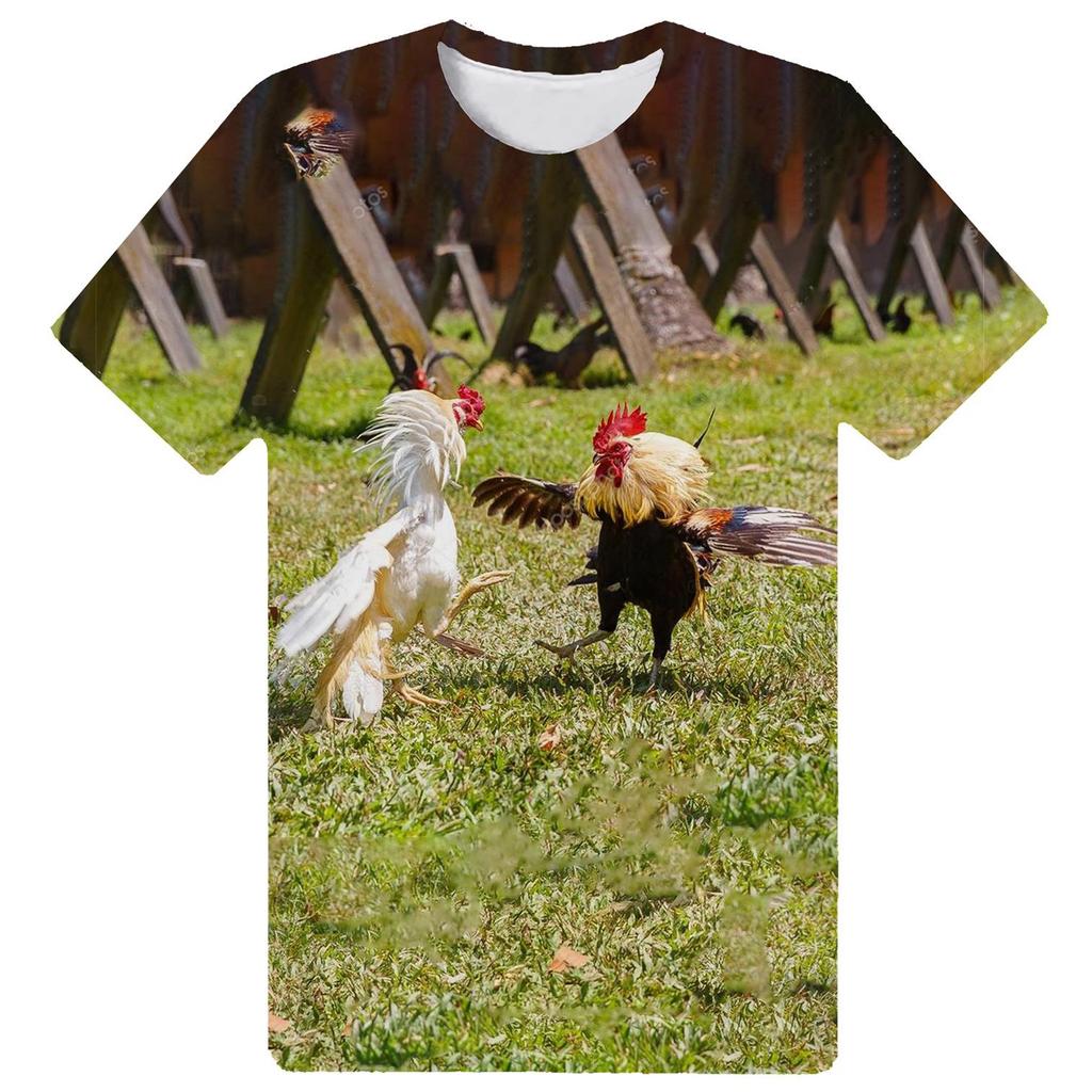 Летний топ с круглым вырезом и принтом «Петушиная игра», модные повседневные футболки с короткими рукавами для мужчин и женщин, для мальчиков и девочек, универсальные футболки