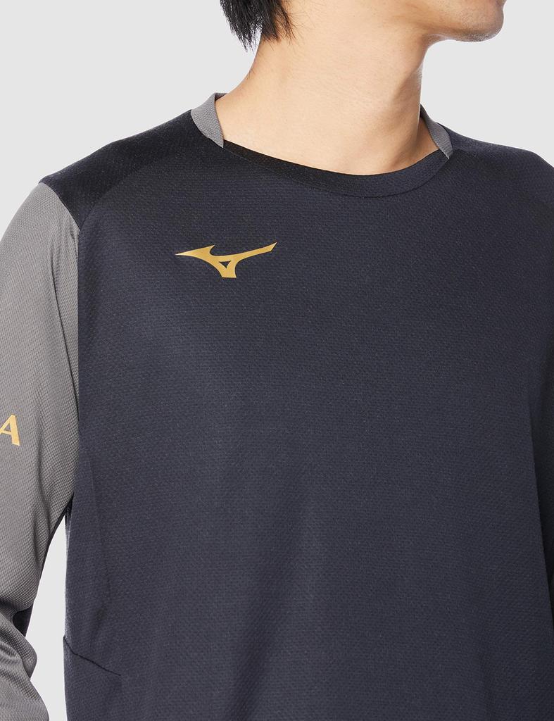 Mizuno Breath Thermo Black with Size XL Shirt, Morelia, P2MA0501, Charcoal, (Japan XL)