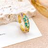 Hollow Out Vintage Geometric Rings Engraved Gold Plated Ring Colorful Enamel Flower Rings  Female