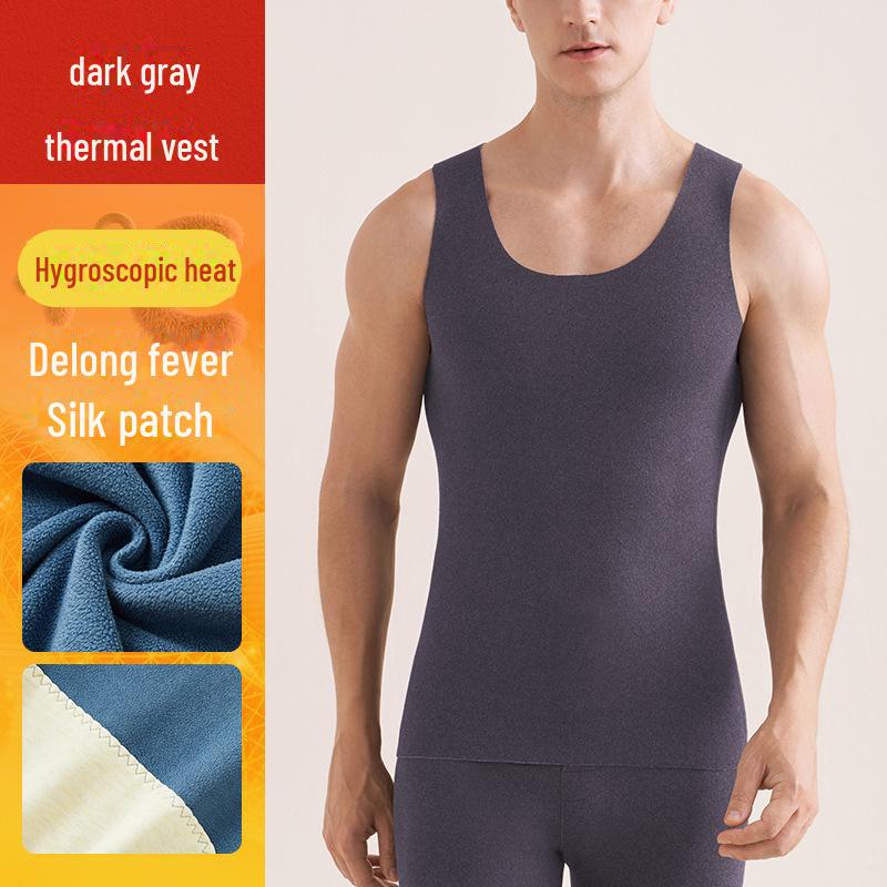 Мужской жилет без рукавов из шелкового кашемира с нашивкой и толстым бархатом