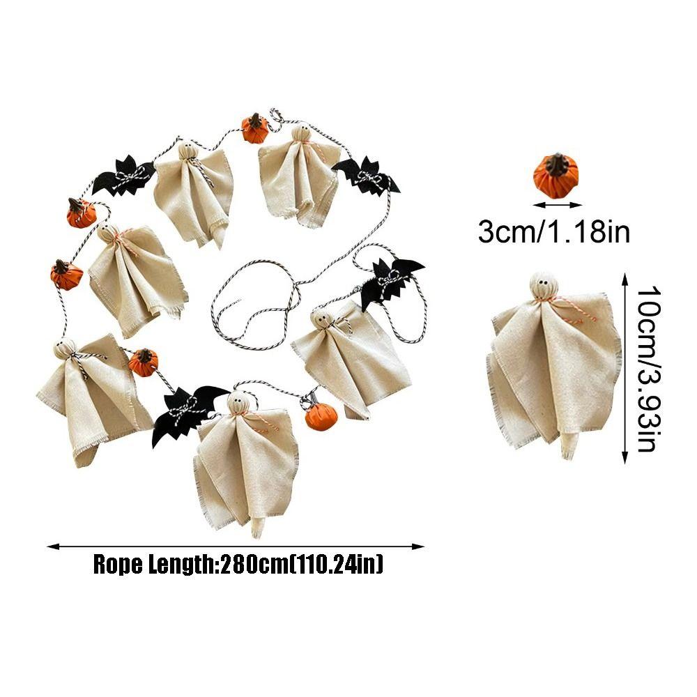 Ghost Halloween Decorations Banner Bat Halloween Flag Pulling Linen Ghosts Banner Home Decoration