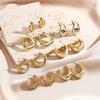 Exaggerated Temperament Earrings Gold Senior Sense Ins Cold Wind Simple Metal Droplets Pleated Pearl Flower Earrings