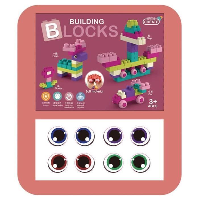 Briques de Construction - Non spécifié - 60 pièces - Rose - Plastique souple - Jouet éducatif