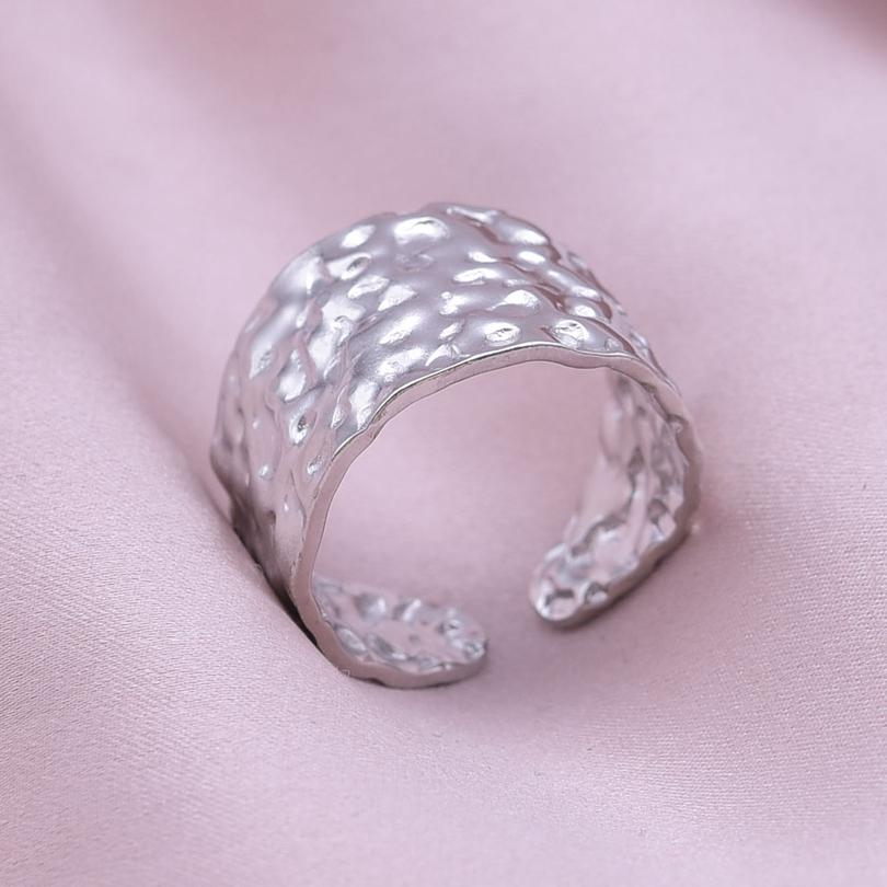 Массивное Неровное Широкое Кольцо Открытое Кольцо из Нержавеющей Стали Для Женщин Мужчин Аксессуары Индийские Украшения Винтажное Кольцо на Палец Bague Femme Подарок