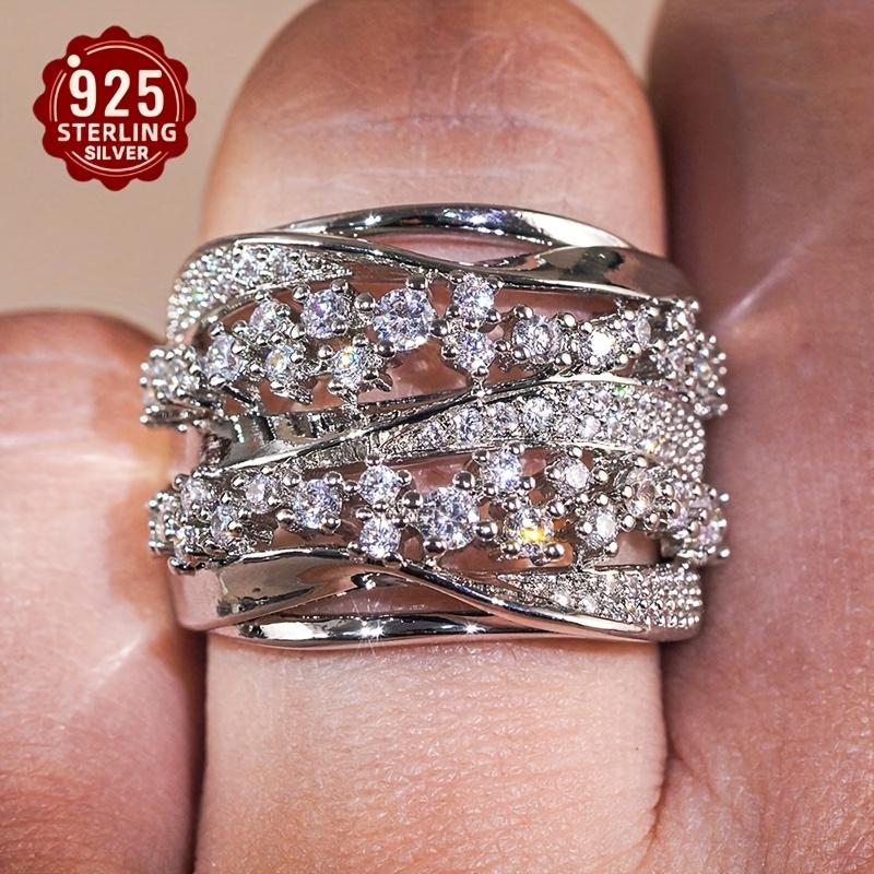 Elegant Princess Ring for Women with Geometric Multi-layer Design and Sparkling Finish CZ Micro-inlaid luxurious personalized jewelry suitable for