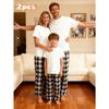 2026 New Year Family Two-Piece Casual Set, Breathable Short Sleeve Shirts & Loose Plaid Pants for New Year’s Day Parties
