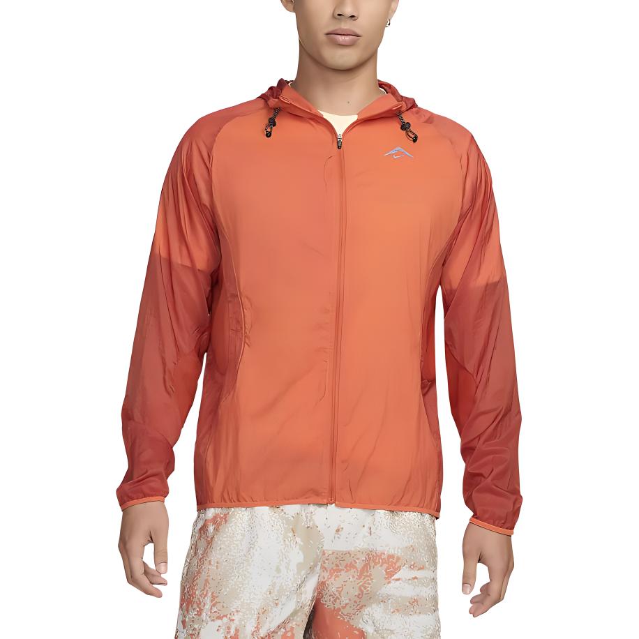 Nike Trail Aires Водонепроницаемая удобная куртка для бега с длинным рукавом Мужские куртки Vintage-Coral Dragon-Red Black FN4003-846