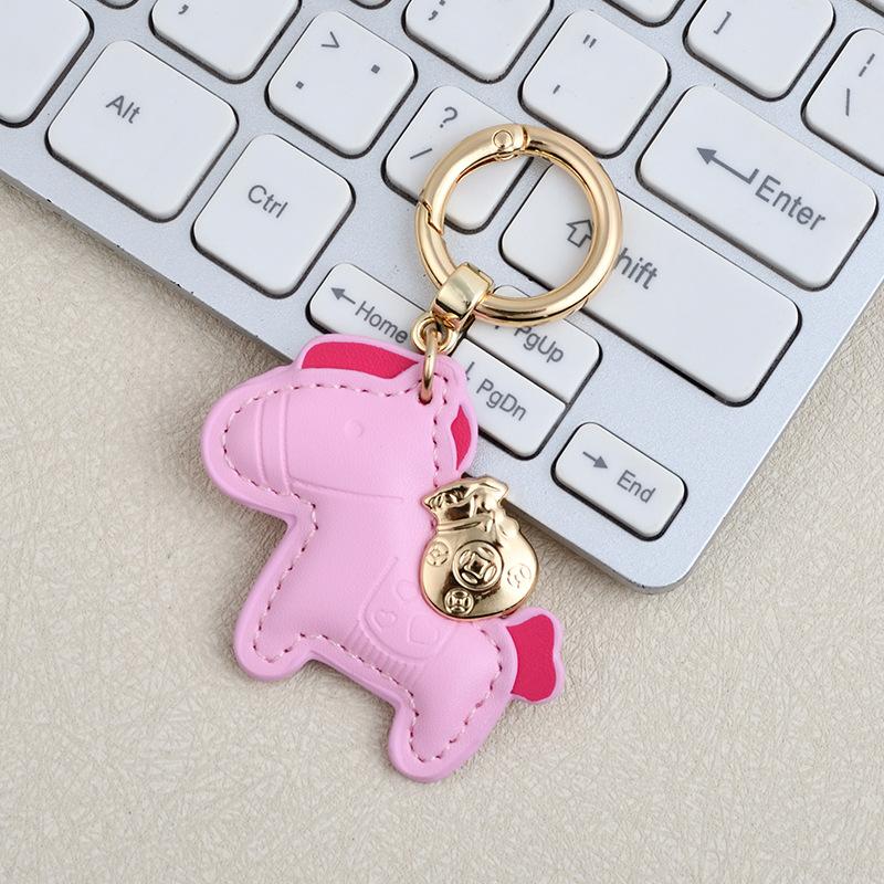 Creative Money Now Car Keychain Mini Book Bag Pendant Delicate Leather Female Pony Key Chain Gift