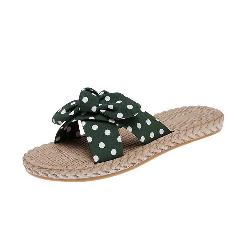 Женские тапочки, корейские домашние банные тапочки, летние сандалии, тапочки, модная пляжная обувь на плоской подошве с волнистой точкой
