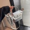 Women's 2024 Silver Textured Dumpling Shoulder Bag - Versatile Summer Crossbody Handbag