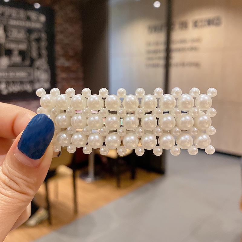 Корейская шпилька для волос со стразами и жемчугом для женщин: Элегантная боковая заколка для челки