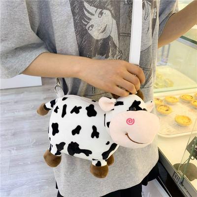 Милая корова Плюшевая однолямочная сумка Студенческая Kawaii Анимация Сумка через плечо Повседневная Универсальная Плюшевый рюкзак Подарки для друга