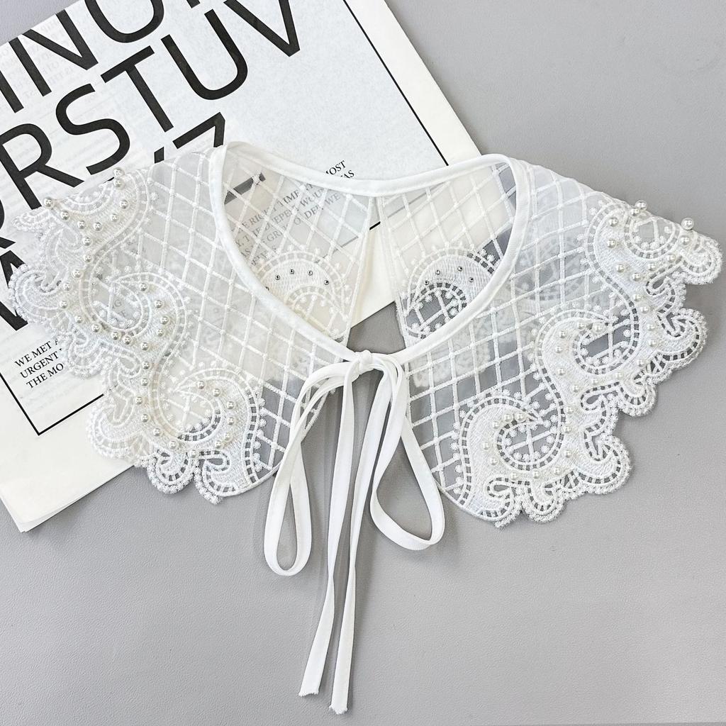 Beaded Lace Embroidery Fake Collar Versatile Collar Shirt Sweater Collar Decorative Accessories Small Shawl