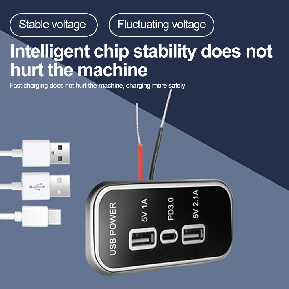 Быстрое зарядное устройство PD Dual USB панель автомобильное зарядное гнездо 3.1A 12V/24V USB зарядное устройство розетка адаптер питания для кемпера караван аксессуары