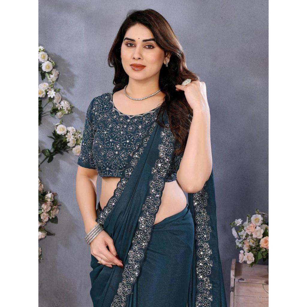 *Представлена Коллекция Красивых Вечерних Сари с Зеркальной Вышивкой*