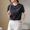 Simple basic round neck short sleeved T-shirt for women in summer 2025, fashionable and versatile casual solid color top