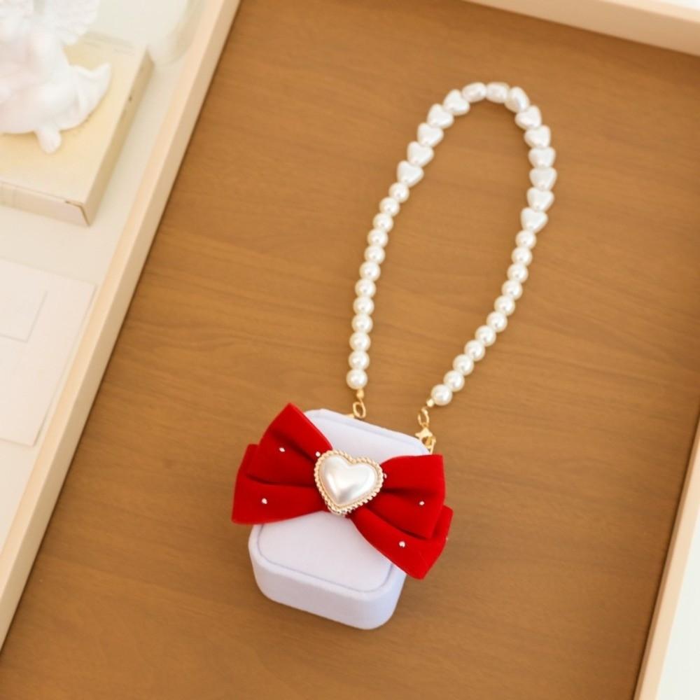 Pearl Wedding Couples Rings Box Bow Jewelry Box Multi-function Pets Collars Ring Box Gifts