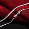 Silver 2MM Flat Snake Chain Necklace, 16-30 Inch, European & American Style, Korean Design (LN026).