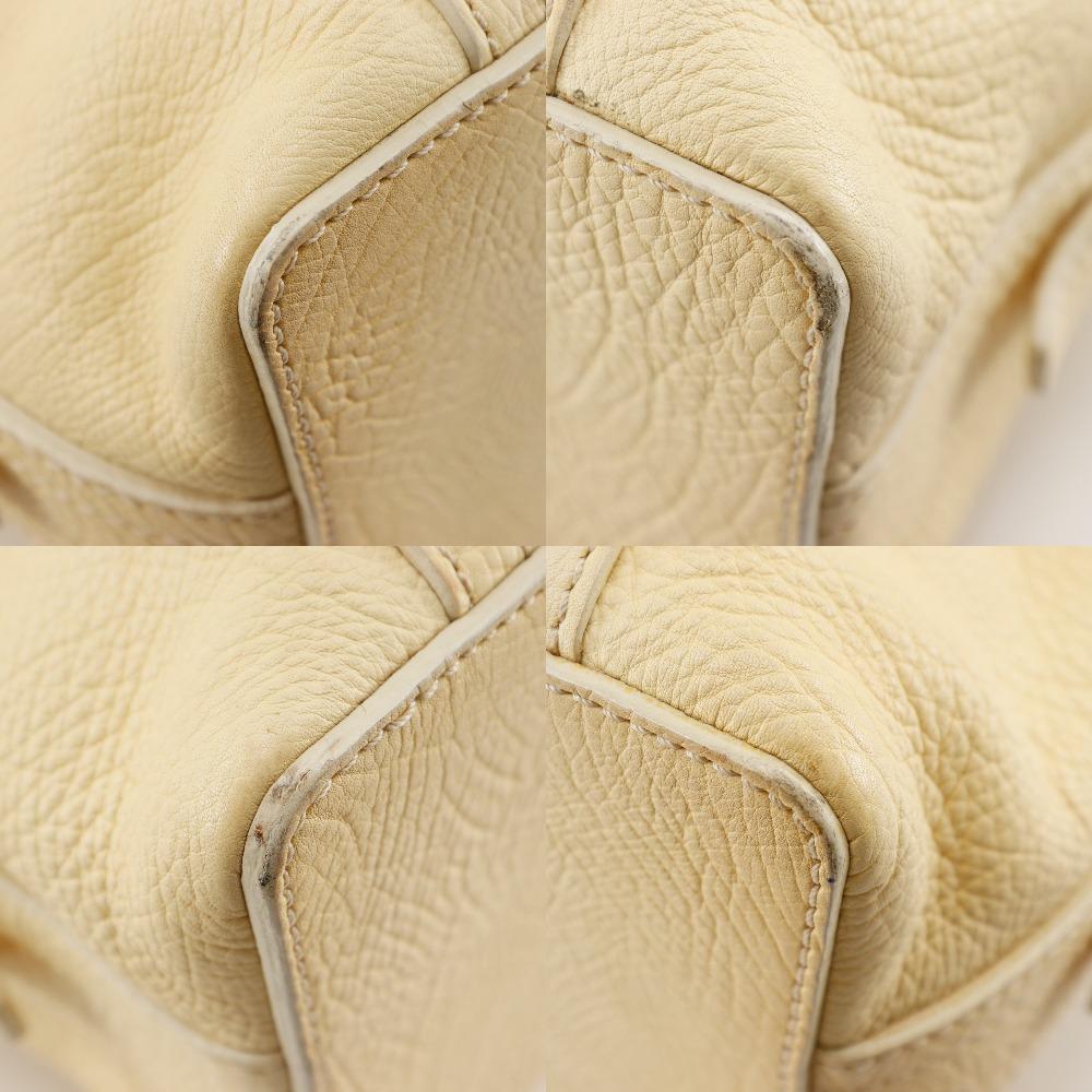 Celine Mini Boston Bag Tote Bag Triomphe Off White Leather Women Used