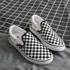 Loafers Men's Spring New Black and White Plaid Canvas Shoes Couple Sneakers
