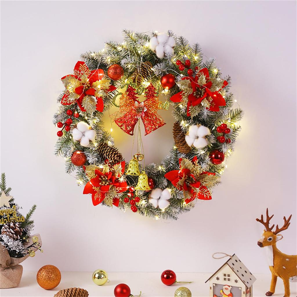 Christmas Wreath with Pine Perfect for Christmas Flower Birthday Wall Luxurious Store Cute and Stylish Room Door Christmas Decoration Cones,