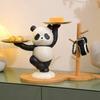Decorative Panda Resins Statue with Storage Tray for Key and Trinkets Animal Sculpture Entryway Living Room Table Decors