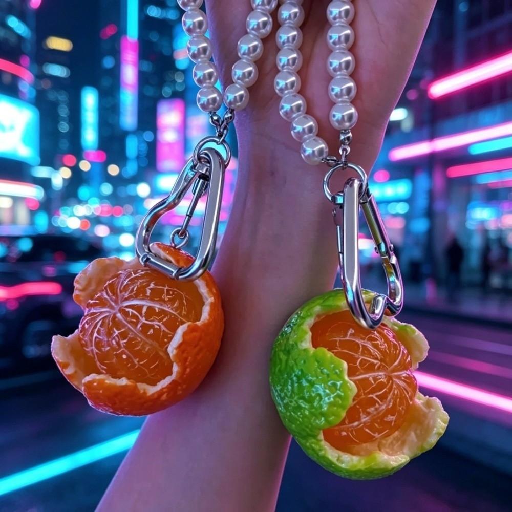 Cartoon Lucky Fruit Orange Keychain 3D Fruit Pendant Simulation Orange Gift Accessories