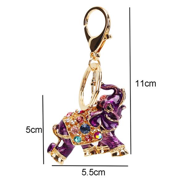 Genuine Rhinestone Elephant Keychain Fashion Drop Design Shiny Accessory for Women Car Key Holder Bag Ornament Elegant Appearance