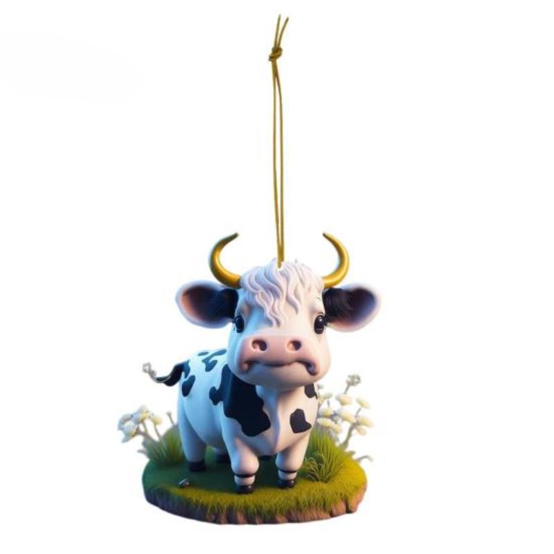 Christmas Cow Pendant Durable Acrylic Adorable Cow Ornament for Christmas Tree Decoration Party Favor CDN