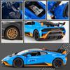 1:24-масштабная литая под давлением модель автомобиля из сплава для Lambo Huracan STO 2021, модель автомобиля с откатным механизмом, игрушечные автомобили со светом и звуком для коллекции для детей и взрослых