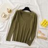 Вязаные топы для женщин, осень и зима 2023, модные свитера с v-образным вырезом, однотонные приталенные пуловеры, одежда 28726