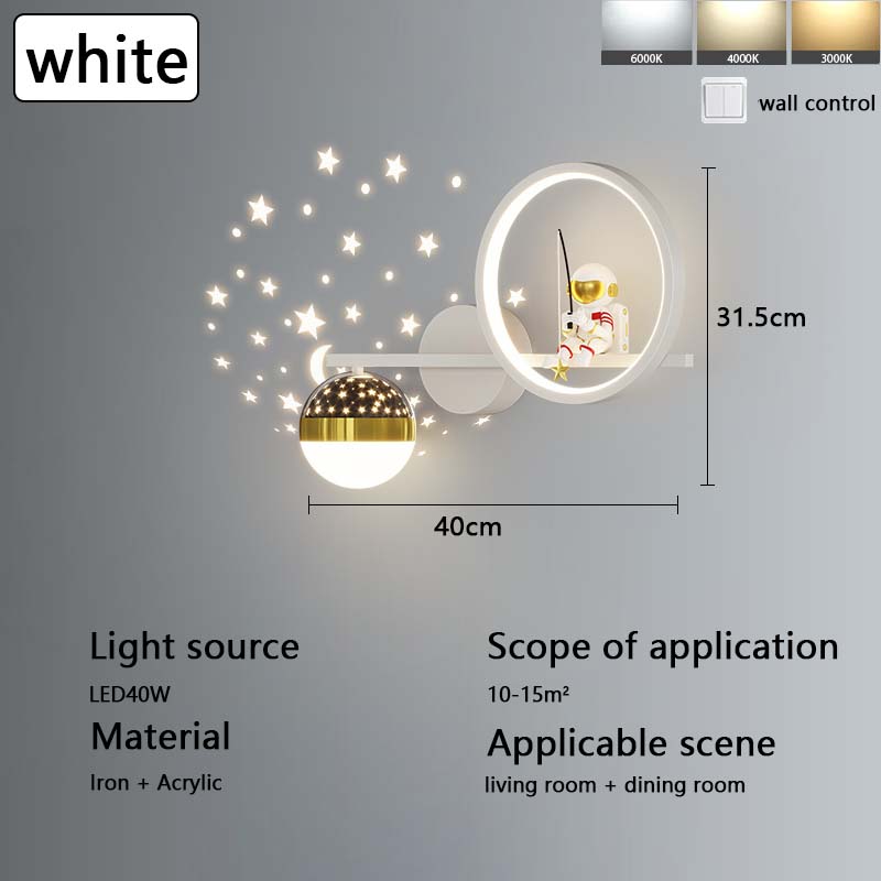 Новый современный фон настенный светильник креативный астронавт мультфильм космонавт мальчик и девочка комната звезда спальня ночники и фонари