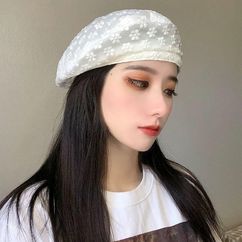 Берет женский летний тонкий дышащий универсальный Belle Hat Милая и милая цветочная кружевная шляпа художника