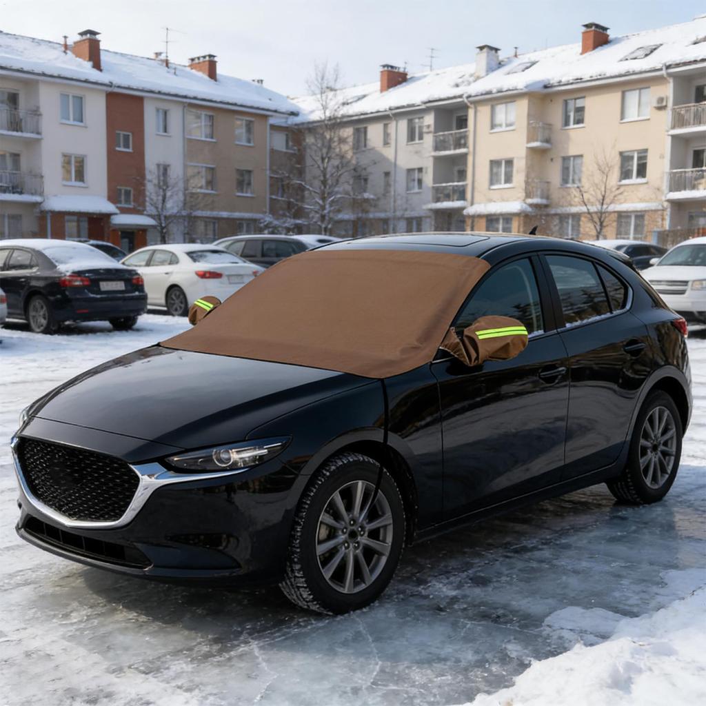 Чехол от снега и пыли на лобовое стекло автомобиля из ПУ-кожи, ветрозащитный, водонепроницаемый, автомобильные аксессуары, чехол от снега и льда на лобовое стекло для седанов